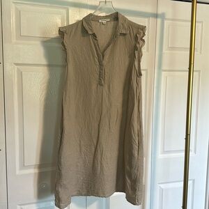 Linen BeachLunchLounge shirt dress cream beige easy care size L